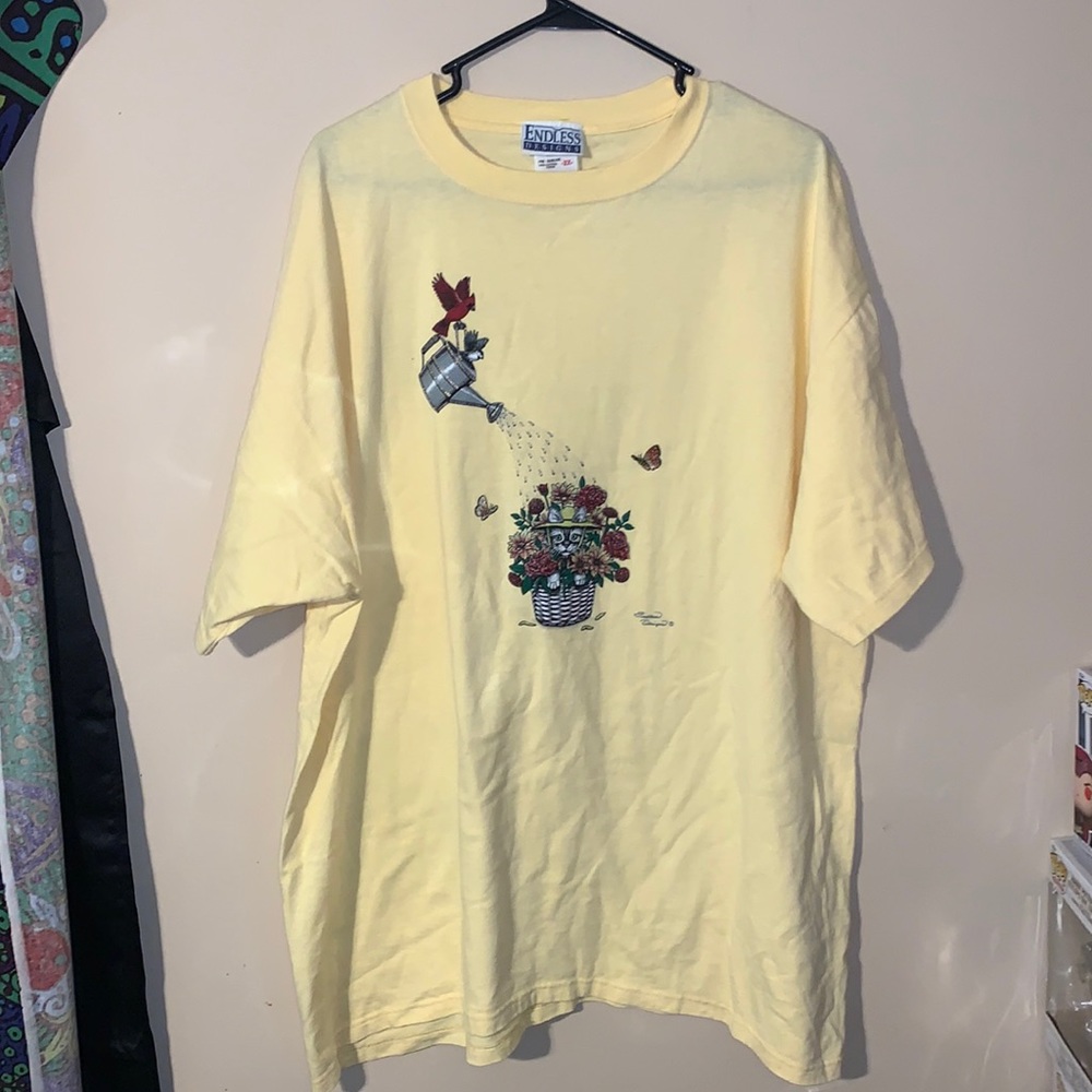 Endless Designs Cat 2XL Yellow Vintage T-shirt